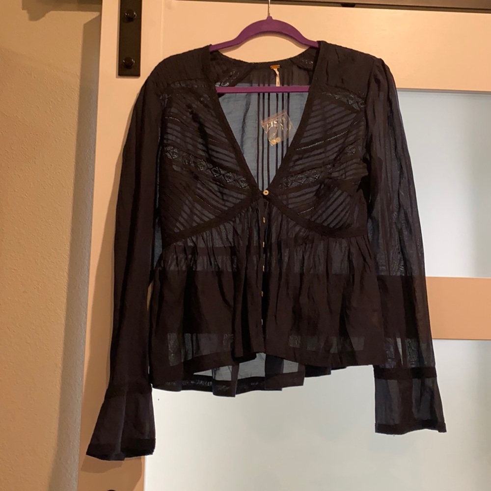 COPY - New, never worn Free People gauzy button up top